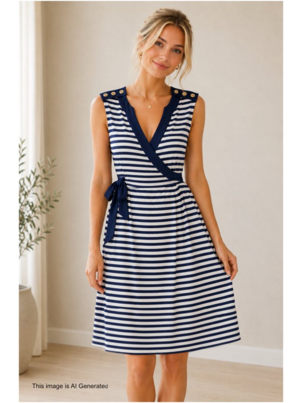 Diane Von Furstenberg | Navy and White Striped Wrap Dress